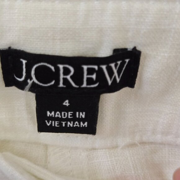 J.Crew Seaside Utility Cargo Pant White Linen Blend 2024 Beach Comfort Size 4 - Picture 7 of 9